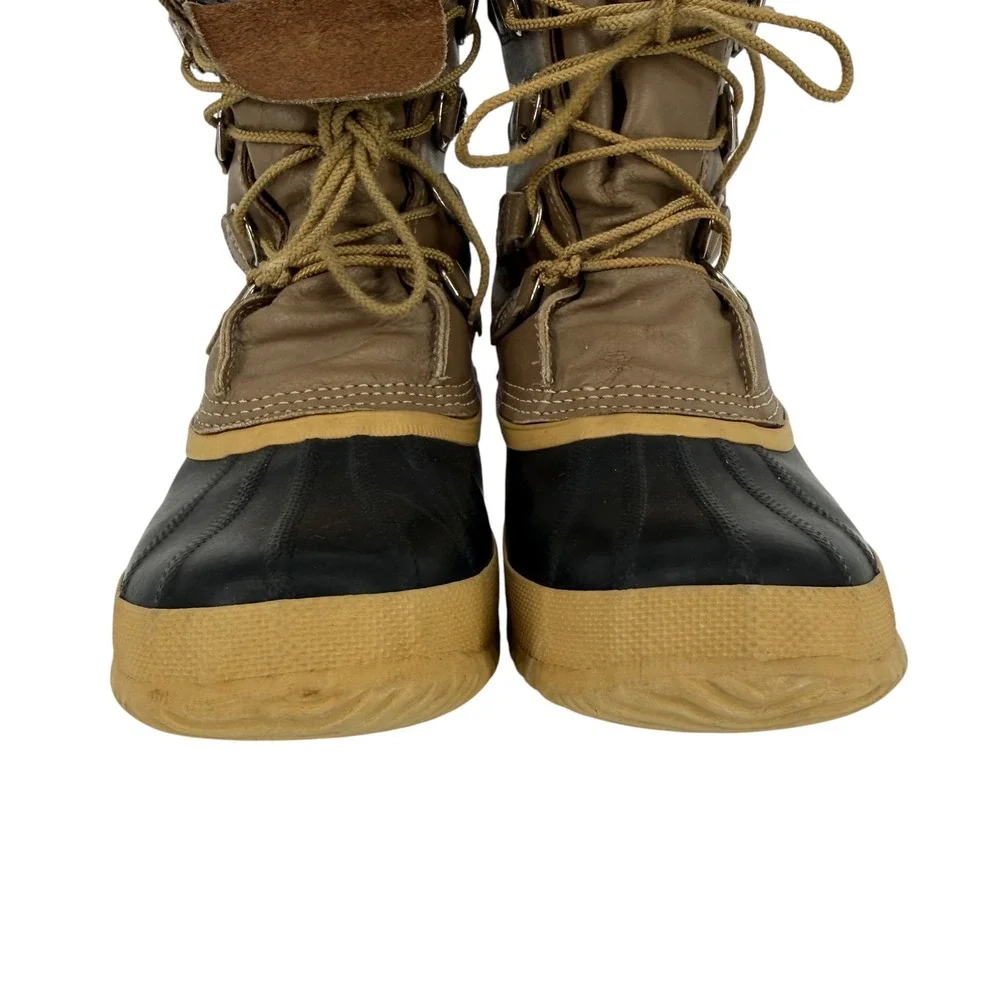 Sorel Winter Duck Boots Women 8-8.5  Tan Leather Waterproof Vintage Canada